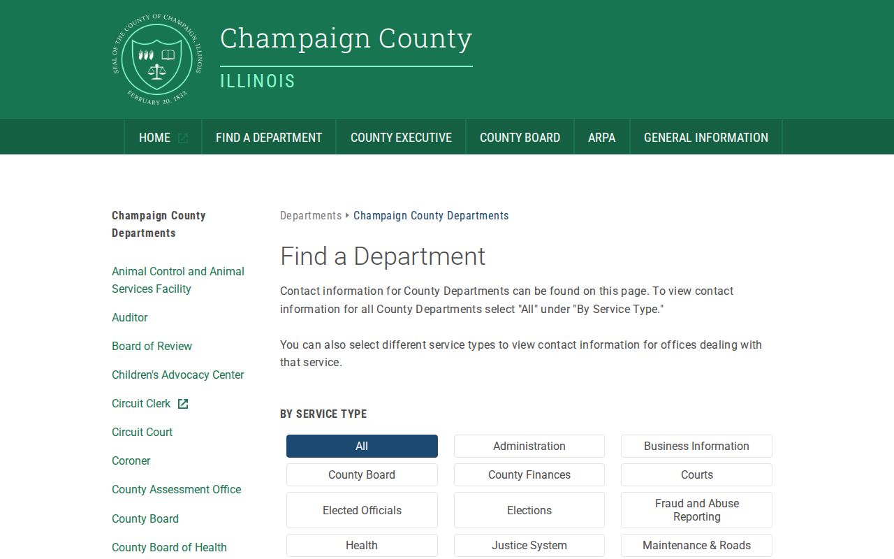 Champaign residents directory county office contacts