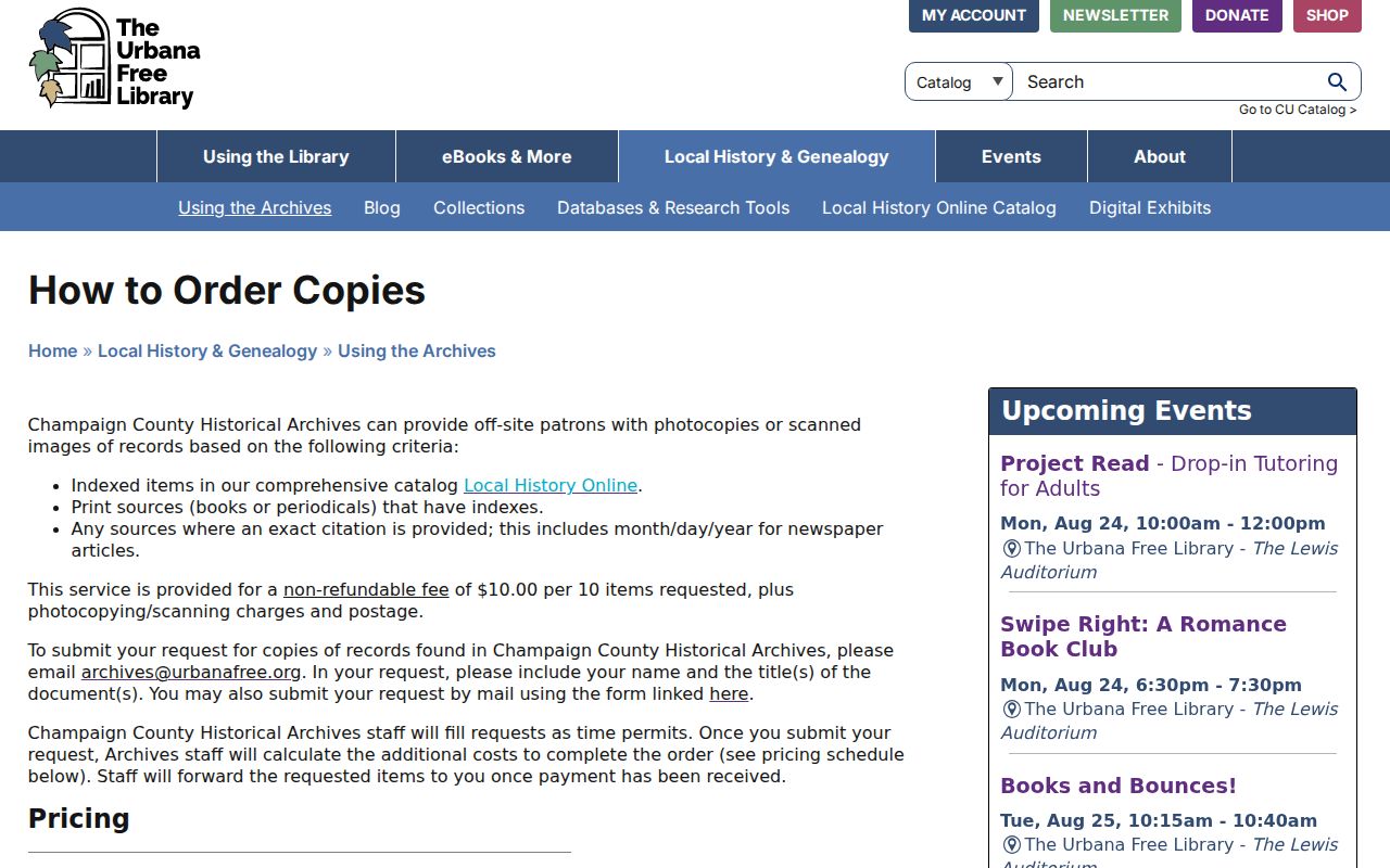 Champaign neighbors archive copy request rules
